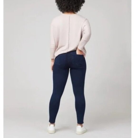 Spanx Womens Small Jean-ish Ankle Leggings Blue High Rise Dark Wash Denim - Picture 2 of 15